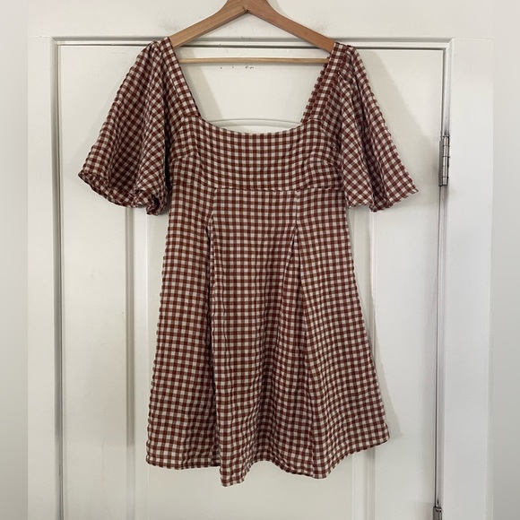 By Together Dresses & Skirts - By Together Gingham Mini Flutter Sleeve Dress
